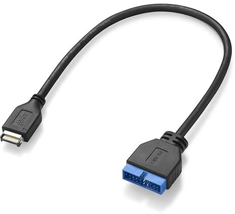 ZHENGPEG USB 3.1 Typ-E Frontplattenstecker auf USB 3.0 20-Pin Stecker Verlängerungskabel für ASUS Gigabyte Motherboard, 20 cm, Schwarz