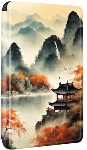 Cover per Kindle Paperwhite 2018 Edizione Custodia PU Pelle Silicone TPU Flip Foresta Acqua Leggero Pattern Case Auto Svegliati o Sonno Magnetico Sottile Shell per Kindle Paperwhite 4 (Colore 2)