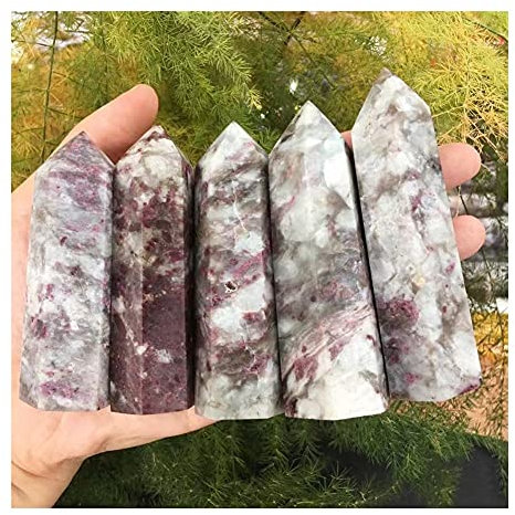 QMIQXIWS Heilkristall Natürlicher Rubellit Quarz Zauberstäbe Rosa Roter Turmalin Kristall Obelisk Punkt Heilende Dekoration Stein Produkte Indie Home Gems ZUZAOJUYIN(1000g)
