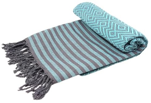 Stefano Ferrante KELIM LUX Hamamtuch Saunatuch Pestemal Fouta Strandtuch Badetuch Handtuch Baumwolle Backpacker 100x180 cm (Mint)