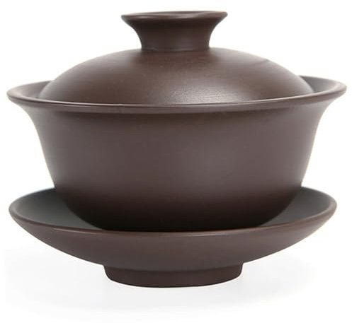 Hperu Chinese Tea Cup Gaiwan Teacup 5oz Zisha Purple Clay Chinese Tea Cup 3.9x3.2 Kungfu Tea Bowl With Lid And Saucer Traditional Gaiwan Tea Cup,Gaiwan Tea Cup