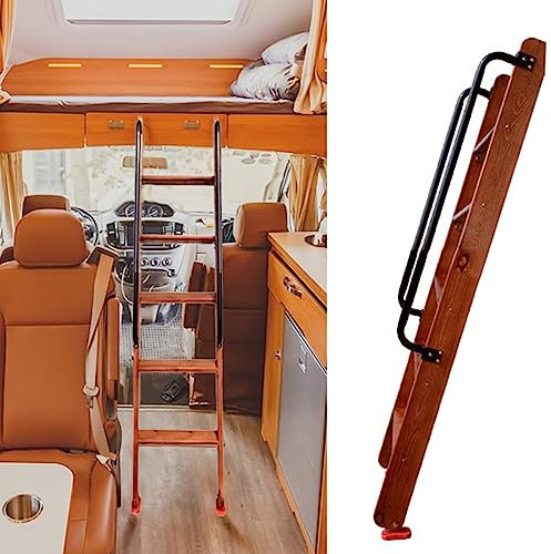 150cm 59in H Bunk Ladder with Handrails, RV Camper Bed Ladder 5 Steps, Home Ladder for Safe Climbing, Access to Mezzanine Floors, Wood