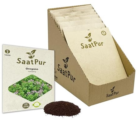SaatPur Oregano Samen, samenfeste Samen Saatgut - Kleines Tray mit 25 Portionstüten für je ca. 150 Pflanzen