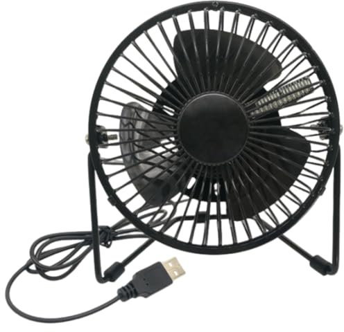 WMFASBAG Ventilador USB móvil portátil con reloj en tiempo real Pantalla de temperatura Ventilador de reloj USB LED alimentado por USB Rotación 360 Mini escritorio USB Reloj LED Ventilador d