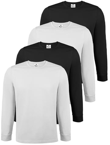 ALPIDEX Herren Langarmshirt Longsleeve 4er Set Baumwolle S-5XL | 200 g/m², Rundhals, Basic, Einfarbig, Regular Fit, OEKO-TEX, Atmungsaktiv, Freizeit, Alltag, Männer, 100% Baumwolle