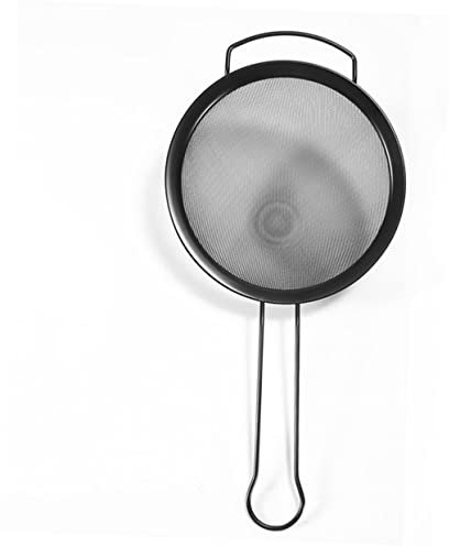 FELTECHELECTR 1Pc Stainless Steel Strainer Sieve for Kitchen Mesh Household Gadget with Handle for Baking and Cooking Lightweight and Rust Resistant Black Finish