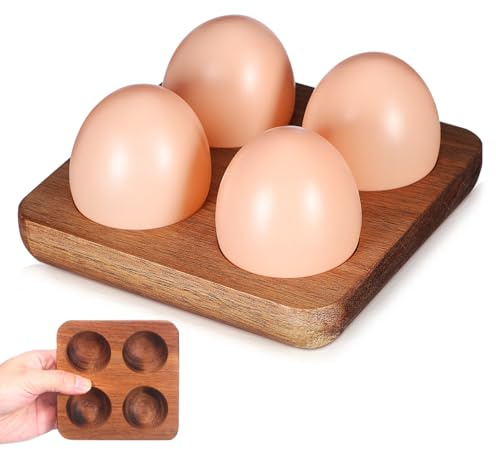 Amosfun Eierablage Aus Akazienholz Für 4 Eier 11.30 X 11.30 X 2.20 cm | Akazienholz, Braun, 11.70 X 11.70 X 2.00 cm, 4.20 X 4.20 X 1.60 cm, Für Mehrere Eier