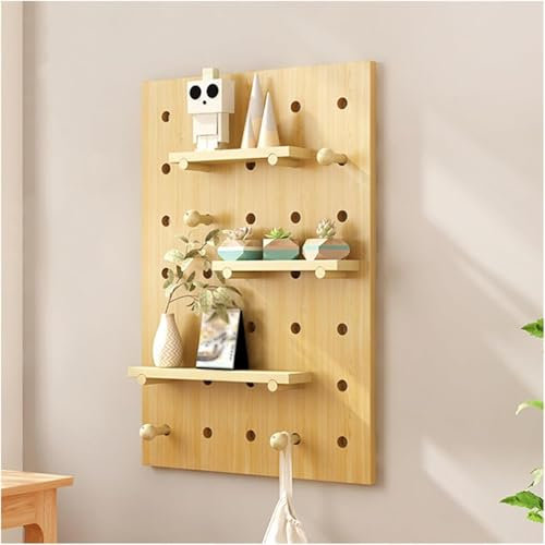 WSOGYDOTX Panneau perforé mural de rangement en bois massif pour maison, bureau, garage (60 x 80 cm)