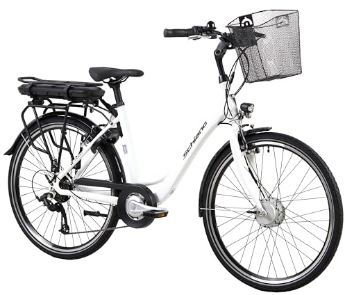 F.lli Schiano E-Moon, E Bike für die Stadt 26 Zoll, 36V 14.5Ah Abnehmbarer Akku, Motor 250W 40Nm, City Ebike für Herren/Damen, Weiß