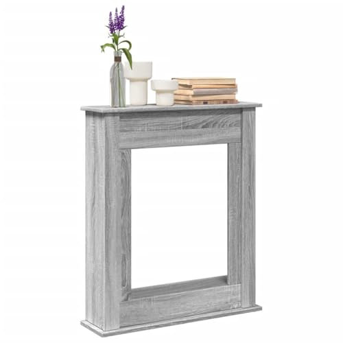 Gecheer Cornice per Camino Grigio Sonoma 75x20x87,5 cm in Truciolato,Cornice per Caminetto, Struttura per Camino, Decorazione Camino,P854585