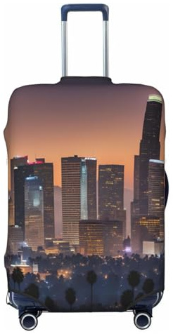 QYUHBNS Los Angeles Skyline Kofferbezug, elastisch, waschbar, leicht, modisch (S-XL), Schwarz , L