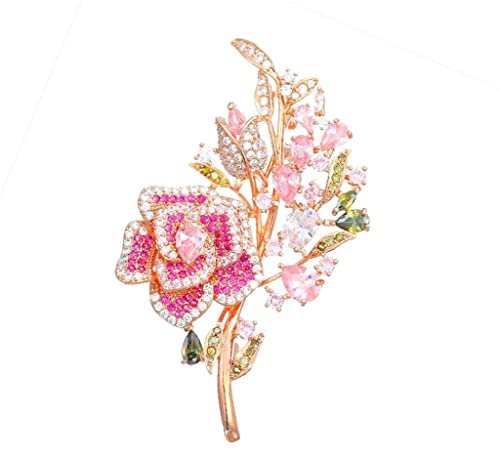 Broche en Forme de Bouquet de Roses en Diamant Rose, Broche pour Cardigan, Mode féminine, Bouton d'écharpe