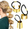 Prasacco 3 Stück Haarmanschetten aus Metall, 3 Stile Haargummis für Pferdeschwanz Goldenes Elastisches Haarband für Damen und Mädchen (Legierung + Gummi)