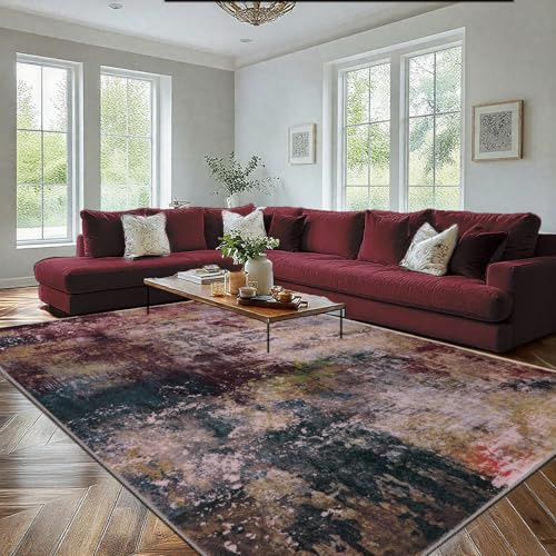 GthreeD Modern Waschbare Teppich groß 200x300 - Zeitgenössische abstrakelte Kurzflor Teppich -Weich rutschfest für gro Wohnzimmer Schlafzimmer Esszimmer Büro,Taupe