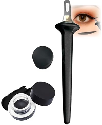 Waterproof Black Gel Eyeliner Pot With Precision Brush For Sharp Winged Makeup - Long Lasting Smudge Proof Cream Formula, Fine Tip Applicator For Beginners And Professionals