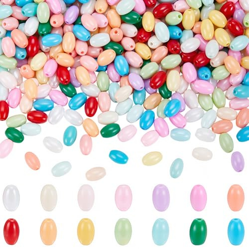 SUNNYCLUE 1 Schachtel Mit 600 Stück Ovalen Glasperlen In Reisform (6mm) Lose Klein Bunt Zufällig Angeordnet Gebrannt Bemalt Länglich Undurchsichtig Kristall Lose Stellen Für Schmuckherstellung Halske