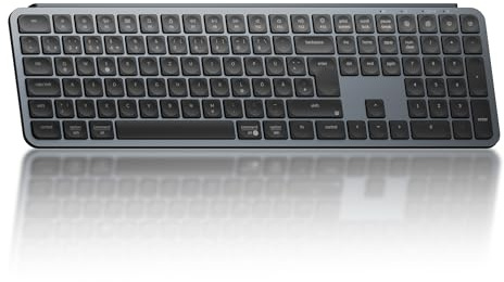 Keychron B6 Pro Ultradünne Kabellose Tastatur, 2,4 GHz/Bluetooth 5.2, 100% DE-ISO Layout, Lange Akkulaufzeit, Programmierung mit ZMK, Kompatibel Mit Mac, Windows und Linux – Spacegrau