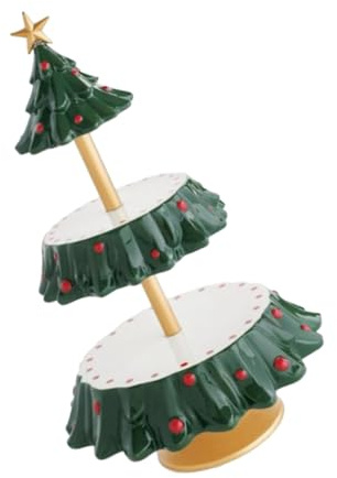 Alipis Christmas Tree Shaped Cupcake Display Rack Two-Tier Dessert Tower Stand for Xmas Party Wedding Dessert Table