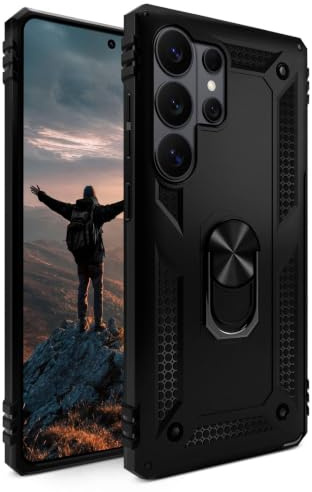 ONEFLOW für Samsung Galaxy S26 Ultra Hülle mit Handygriff Ständer, Outdoor Schutzhülle stoßfest Panzerhülle mit Kameraschutz, Handyhülle Hybrid TPU Case, Titan Cover, matt Schwarz