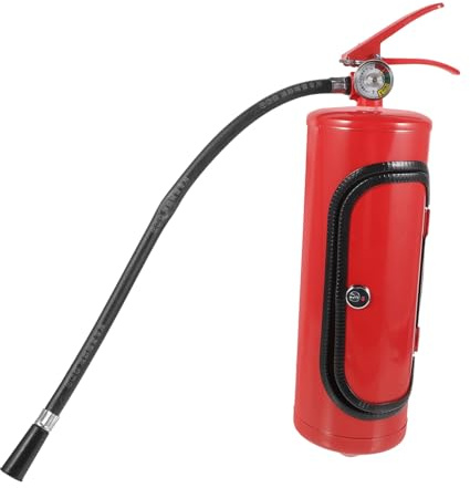 HEALLILY Metal Fire Extinguisher Style Wine Storage Box with Modern Design Holds Wine Bottles and Cups for Home Bar Or Office Display