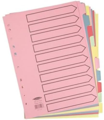 Concord Subject Dividers 230 Micron 10-Part Printed A4 Assorted Ref 72098/PJ20