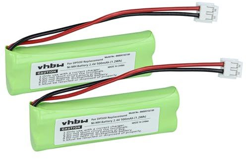 vhbw 2X NI-MH Akku 500mAh kompatibel mit Telefon Medion Life S63085 | Life S63112 ersetzt VT50AAAALH2BMJZ, GP1010, GPHC05RN01. (2.4V)