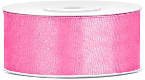Partydeko 25m x 25mm Satinband Geschenkband Schleifenband Dekoband Satin Band (Rosa (081))