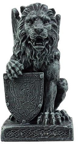 Ebros Geschenk stoiker Notre Dame Brüllender Löwe Herz Gargoyle auf Podest Figur Collectible 15,2 cm H Shield Bearer