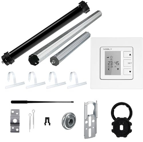 NOBILY Rolladen-Komplett-Set für 60mm (SW60) Achtkantwelle Maxi-Rolladenmotor 20Nm + ZS1 Rolladen Zeitschaltuhr + Mechanik-Set, Gesamtlänge bis 1,50 Meter
