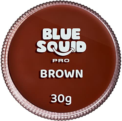 Blue Squid PRO Schminke Face Paint und Bodypaint - Klassische Braun 30g, Hochwertige, professionelle, wasserbasierte Einzelbehälter, Face und Bodypaint Farbe für Erwachsene, Kinder, Fasching und SFX