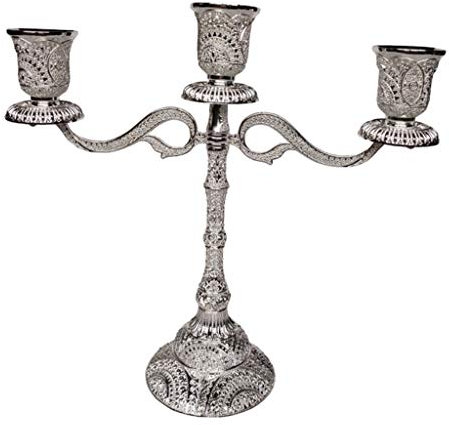 Vintage Kerzenleuchter Kerzenhalter Kerzenständer Stabkerze Kandelaber Leuchter, 3-armig Silber
