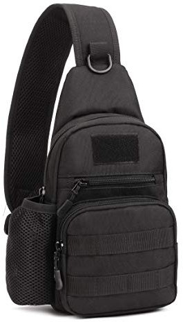 Yakmoo Taktische Brusttasche Militarische Schultertasche mit Wasserflaschenhalter Chest Sling Pack Molle System Crossbody Bag wasserdichte Umhängetasche Single Strap Rucksack für Outdoors