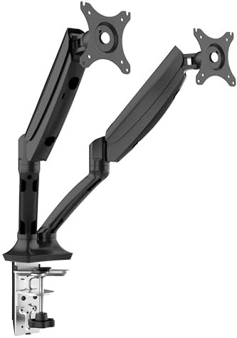 Dellonda Adjustable & Rotating Double Monitor Arms, 9kg Load Capacity, 10-27 Screens - Black - DH25