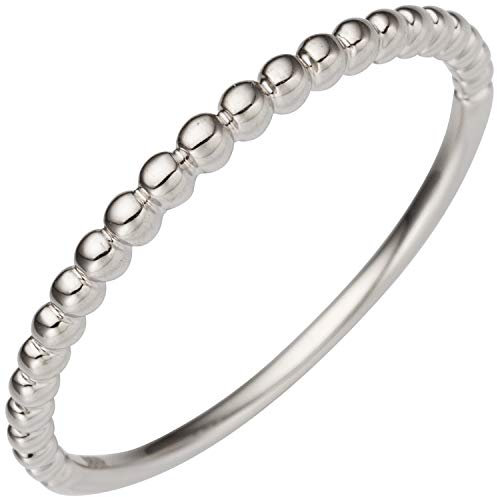 Jobo Damen-Ring Kugelring schmal aus 14 Karat 585 Weißgold Größe 54