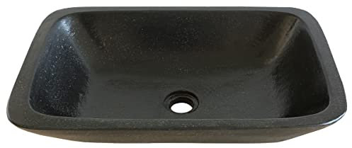 Oriental Galerie Terrazzo Waschbecken Handwaschbecken Steinbecken Gäste Bad ca.56 x 36 cm Stein Eckig Schwarz