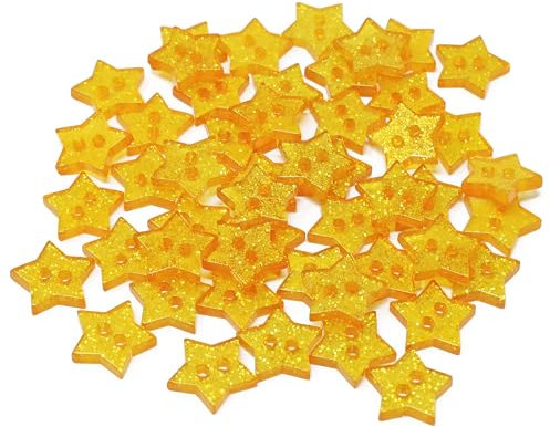 Special Touches 50 Stück goldene Glitzerstern-Knöpfe aus Kunstharz, 13 mm, glitzernde Verzierungen zum Nähen, Basteln und für DIY-Projekte