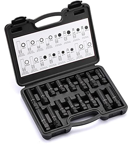 MIXPOWER 16-Piece Locking Lug Nut Master Key Set of Spline Star and Hex Style Keys, Wheel Lock Removal Kit, Thin-Walled and Long Lug Keys to Prevent Damage to Wheels Double-Hex Heads