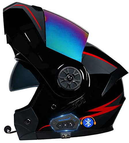 Klapphelm Motorradhelm, Bluetooth Integralhelm, Mit Doppelvisier, ECE Genehmigt, Hochfeste Schale, Atmungsaktiv Und Bequem, Für Erwachsene, Frauen Und Männer