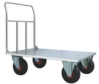 Plattformwagen aus Edelstahl AISI 304, 2 feste Räder, 2 schwenkbar, Ø 260 mm, Art.044A Edelstahl