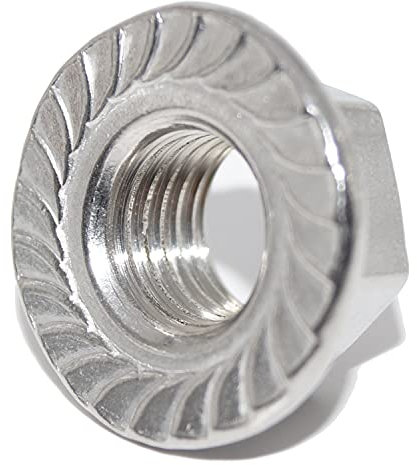 Sechskantmuttern M12 10 Stück mit Flansch und Sperrverzahnung DIN 6923 A2 Edelstahl Muttern V2A Sechskant-Mutter