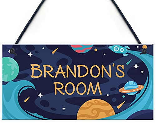 Personalised Bedroom Sign For Boy Space Theme Wall Plaque Son Gift Door Sign