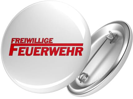 Huuraa Button Freiwillige Feuerwehr langes F Ansteck Pin 59mm mit Motiv für Lebensretter Geschenk Idee für Freunde und Familie