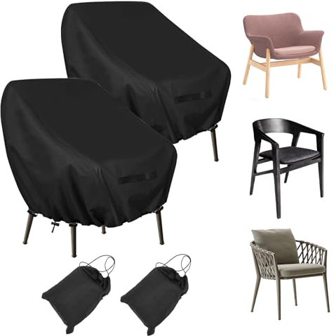 Timisea Patio Chair Covers,Garden Stacking Chair Cover,Patio Seat Covers,Garden Chair Covers,Waterproof Heavy Duty Outdoor Furniture Cover, 89 x 97 x 74cm,(2 pack)