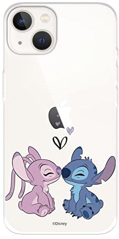 Offizielle Lilo & Stitch Schutzhülle für iPhone 14, Angel & Stitch Kuss zum Schutz Ihres Handys, flexibles Silikon, offizielles Disney-Lizenzprodukt