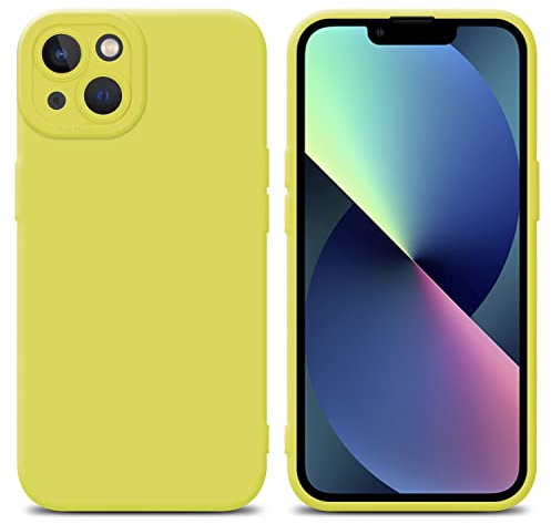 Cadorabo Hülle kompatibel mit Apple iPhone 14 Schutzhülle TPU Silikon Case Liquid Design mit Kameraschutz Slim Kratzfest Weiche Gummi mit Rundumschutz Case Hülle für iPhone 14 in Gelb
