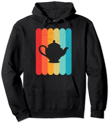 Teekanne Silhouette Retro Vintage Linien 70er 80er Jahre Used-Look Pullover Hoodie