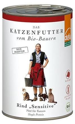 defu Katzenfutter | 1 x 410 g | Pate Bio Rind Sensitive | Premium Bio Alleinfuttermittel nass für Katzen