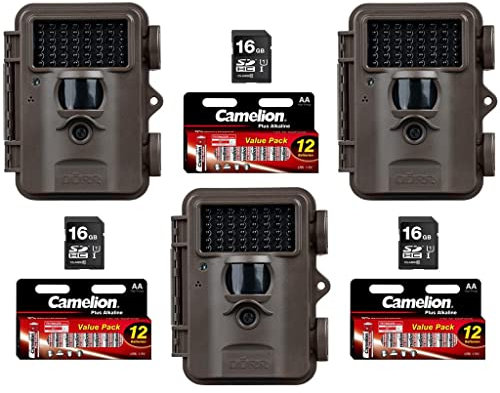 DÖRR Snapshot Mini Black 30MP 4K Komplettset | Überwachungskamera - Wildkamera - Fotofalle - 30MP - Ultra HD 4K Videos - 940nm IR LEDs - Black LEDs | für den Innen- und Außenbereich (3er Starter-Kit)