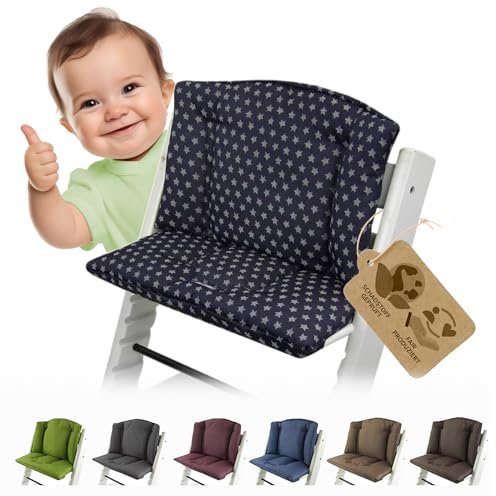 ninna-nanna by Bambiniwelt Sitzkissen Ersatzbezug Bezug Kissen-Set Sitzverkleinerer kompatibel mit Stokke Tripp Trapp für Hochstuhl-Kinderstuhl Mod. 1 (Sterne Marine)