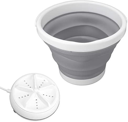 Mini Lavadora USB, Lavadora Plegable de 6 W y 5 L con de Lavado Doble, 4 Engranajes Ajustables, Lavadora para el Hogar para Acampar, Apartamentos, Dormitorios, (Gris)